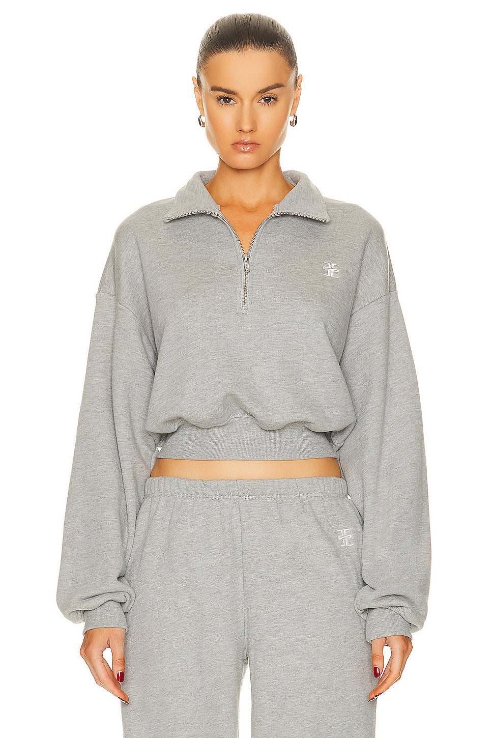 Cropped Half-Zip Sweatshirt