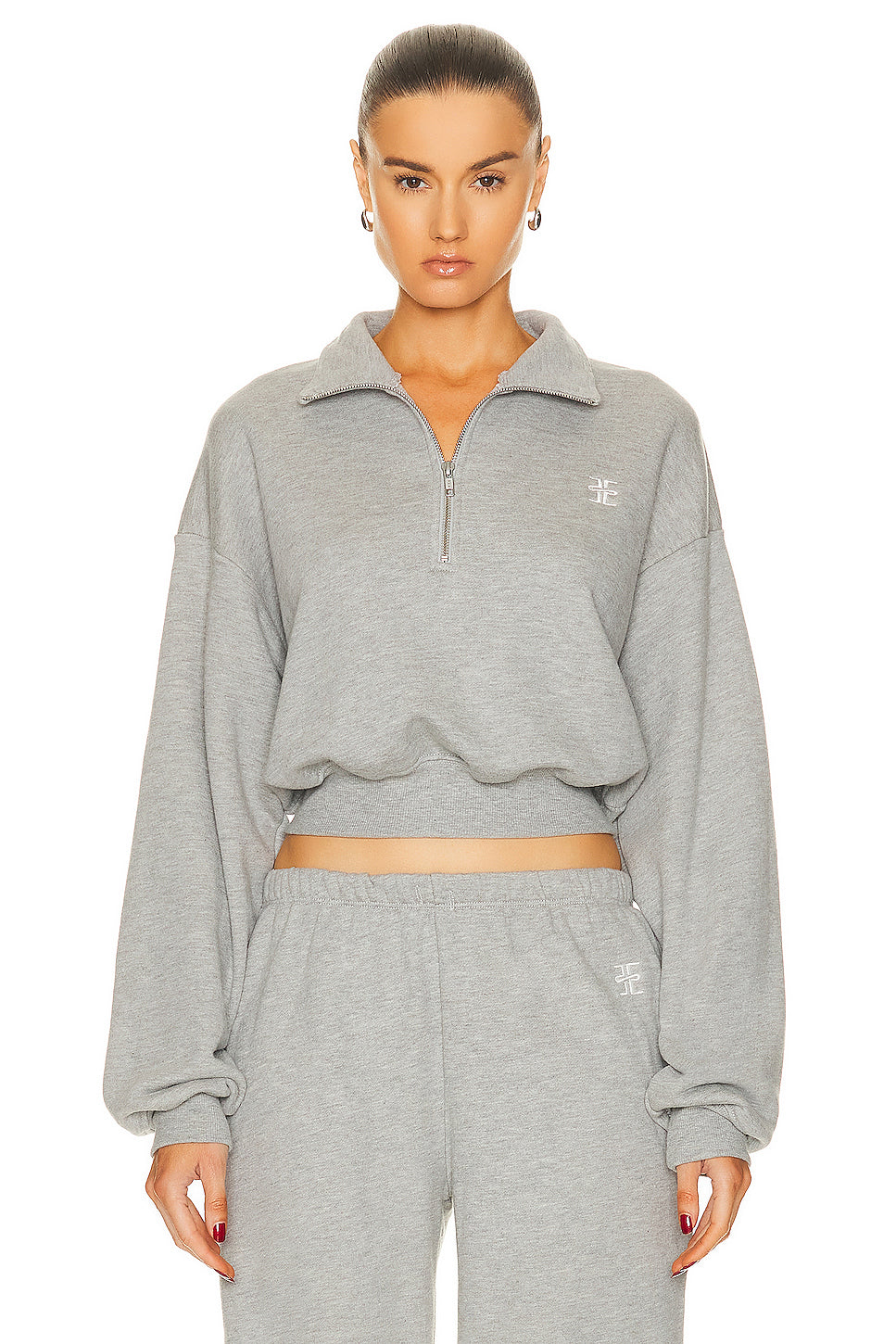 Cropped Half Zip Sweatshirt