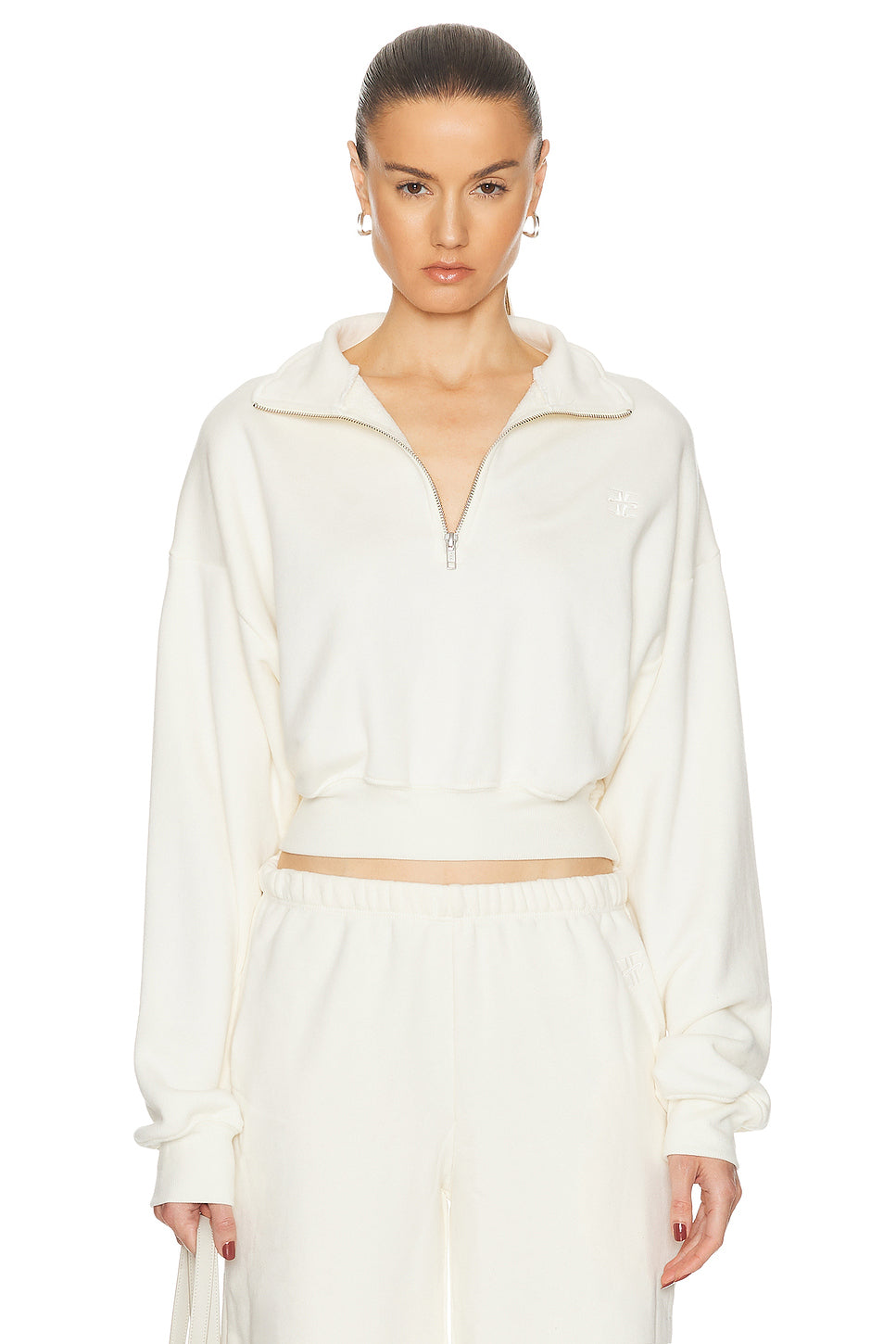 Cropped Half Zip Sweatshirt