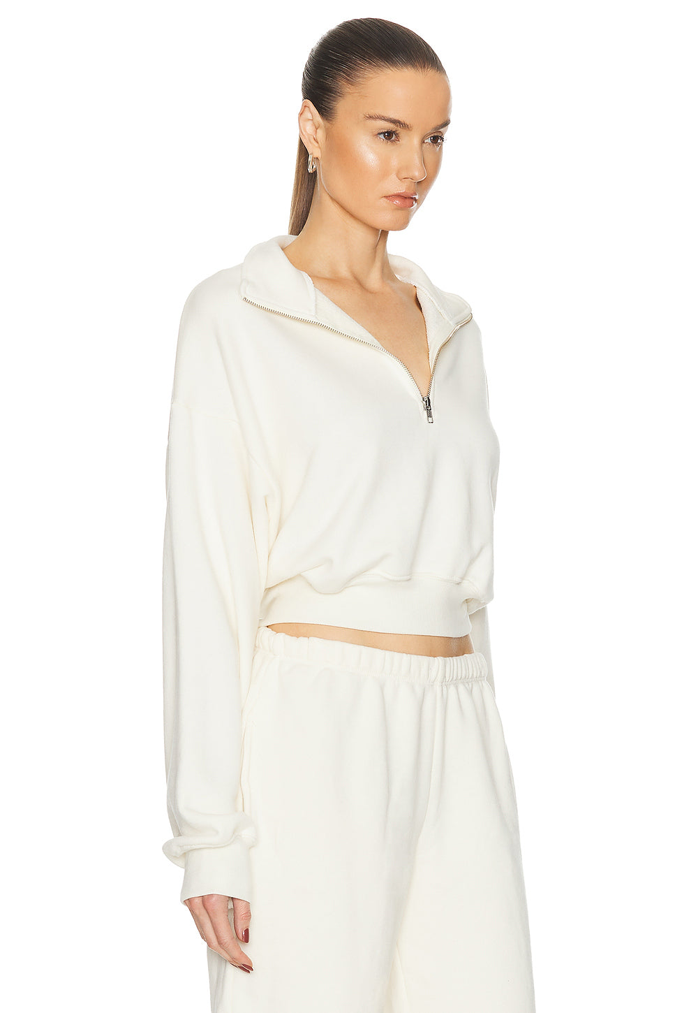 Cropped Half Zip Sweatshirt