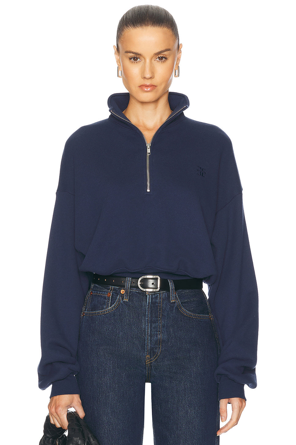 Cropped Half Zip Sweatshirt