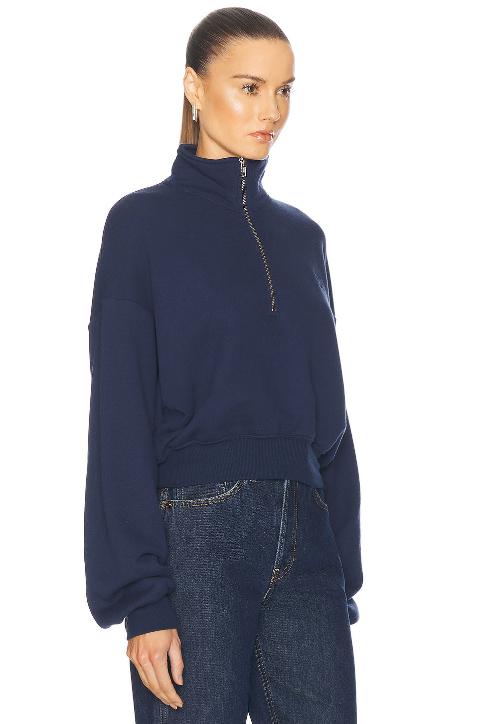 Cropped Half Zip Sweatshirt