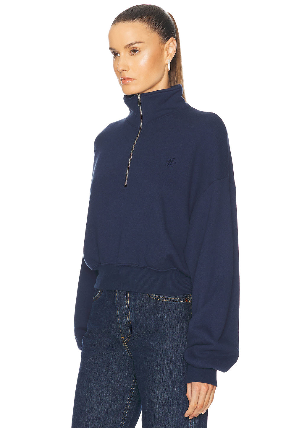 Cropped Half Zip Sweatshirt