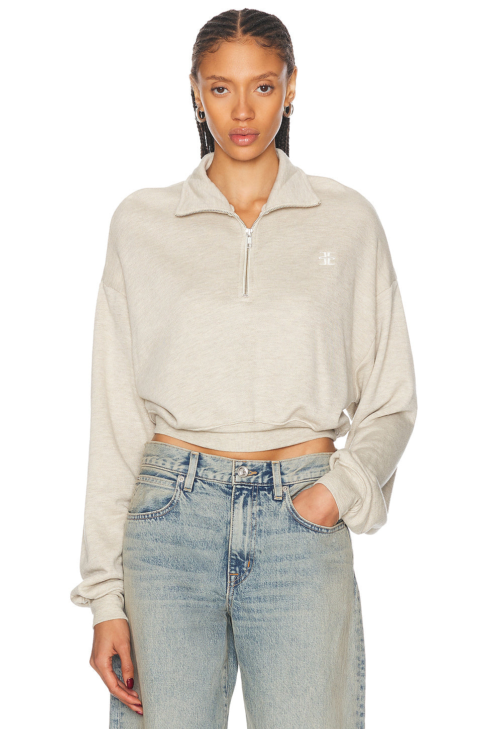 Cropped Half Zip Sweatshirt