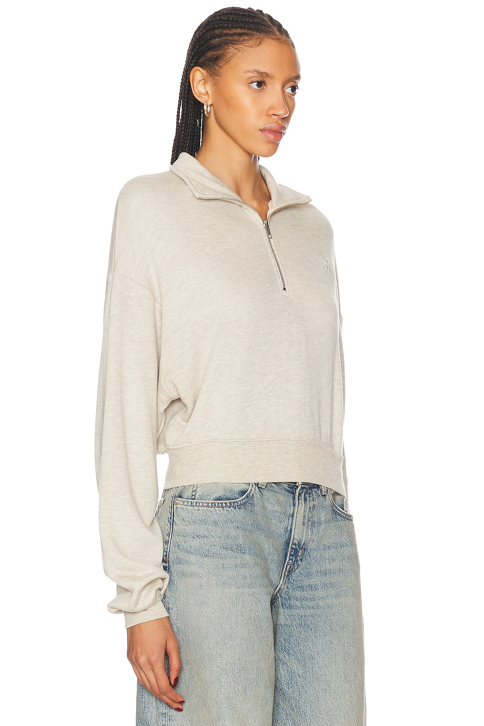 Cropped Half Zip Sweatshirt