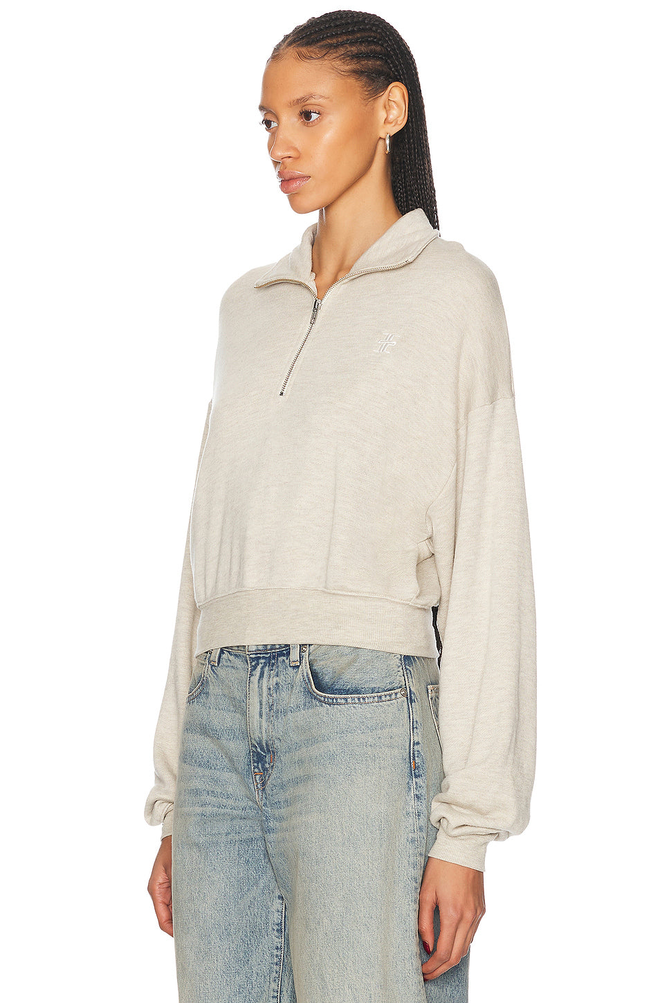 Cropped Half Zip Sweatshirt