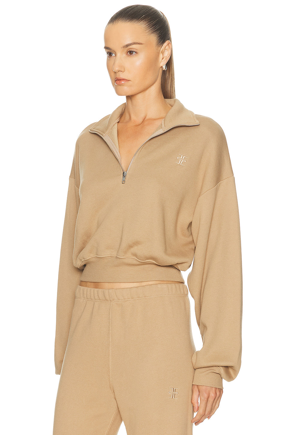 Cropped French Terry Half-Zip Sweatshirt