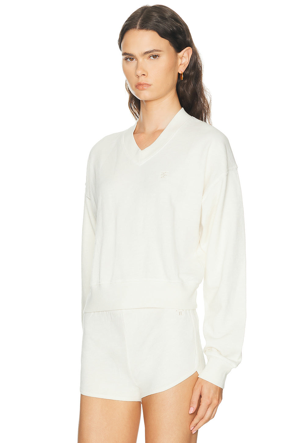 Cropped V Neck Sweatshirt