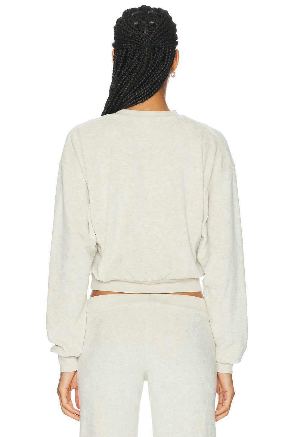 Cropped V-Neck Terry Sweatshirt