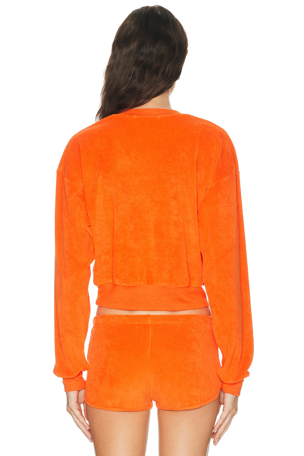 Cropped V-Neck Terry Sweatshirt