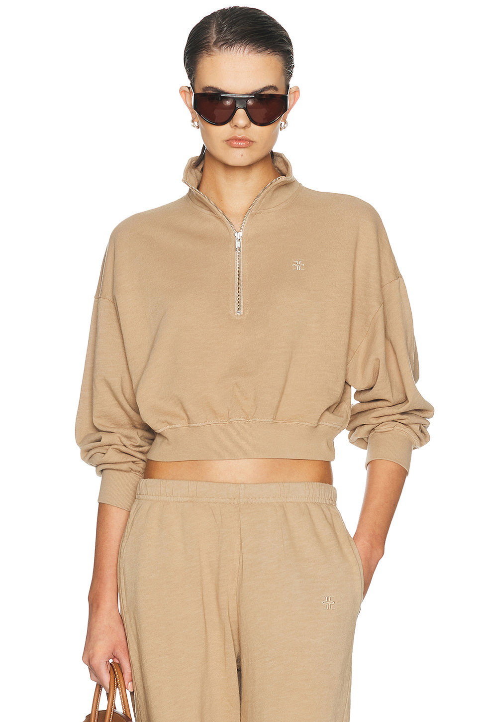Cropped Half Zip Sweatshirt