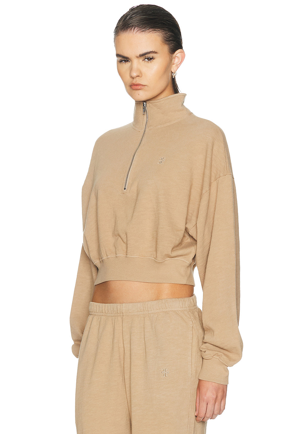 Cropped Half Zip Sweatshirt