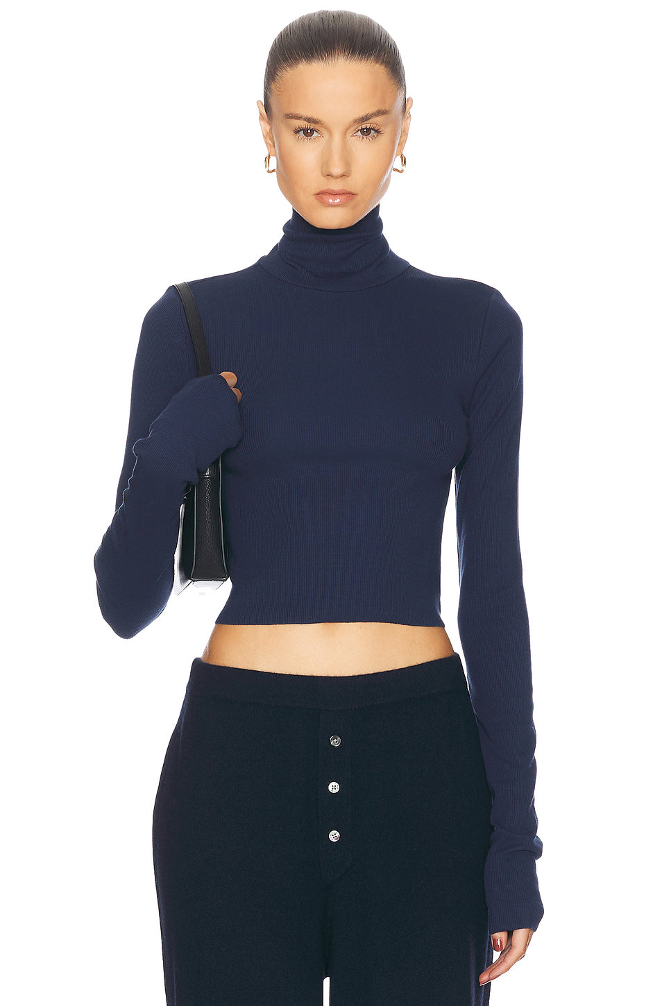 Cropped Fitted Turtleneck Top