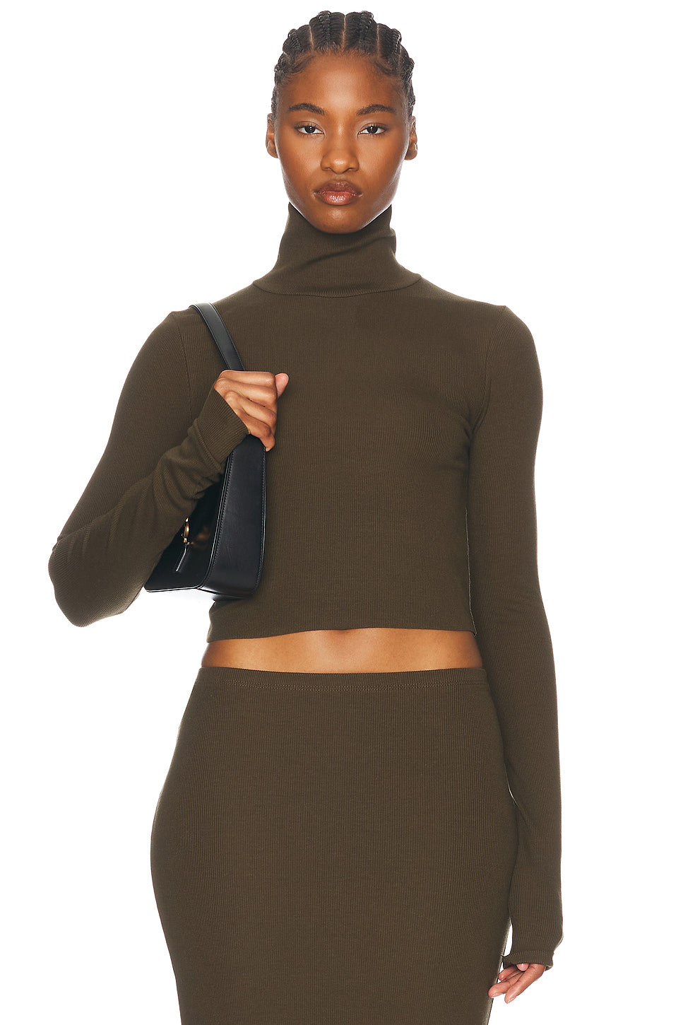 Cropped Fitted Turtleneck Top