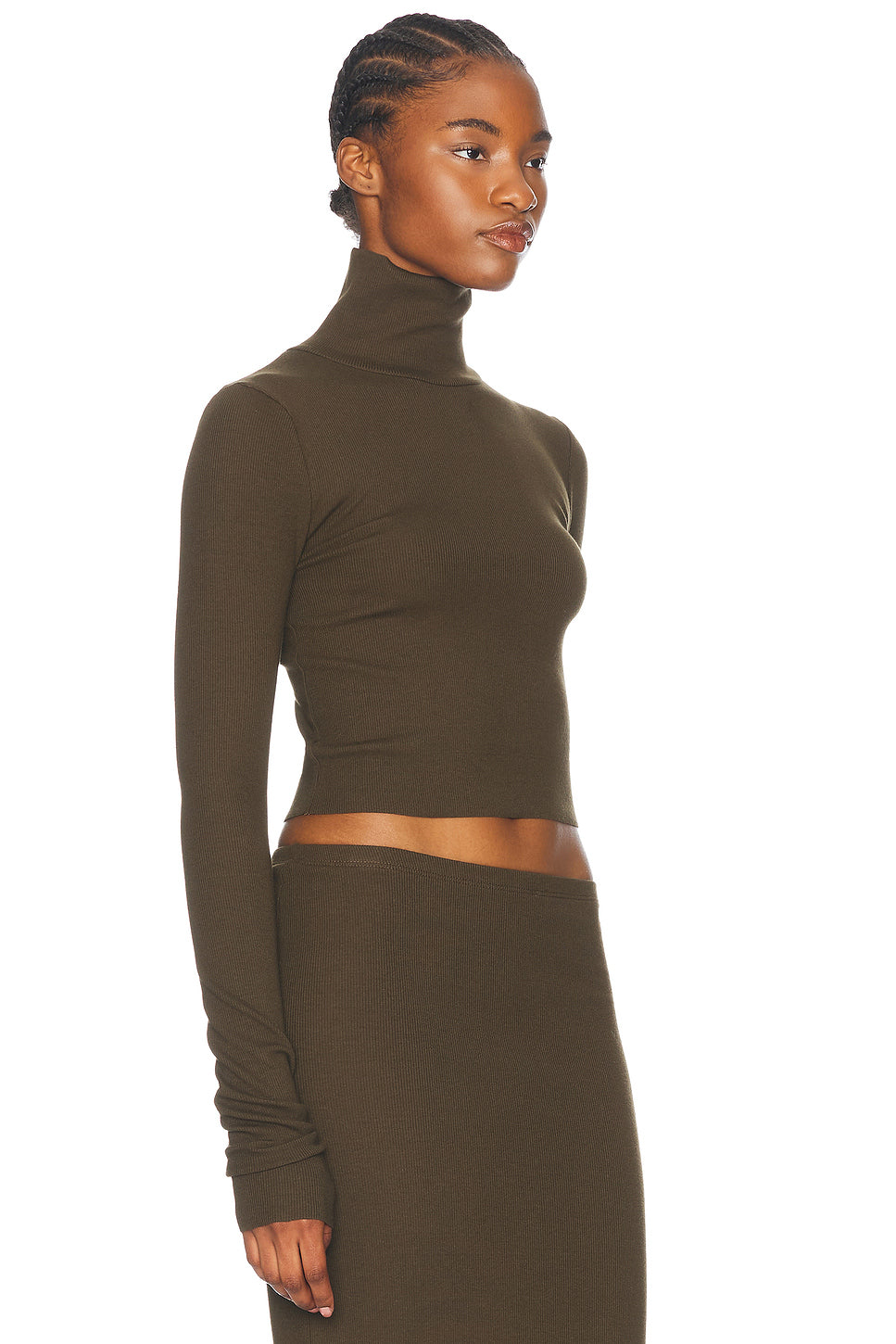 Cropped Fitted Turtleneck Top