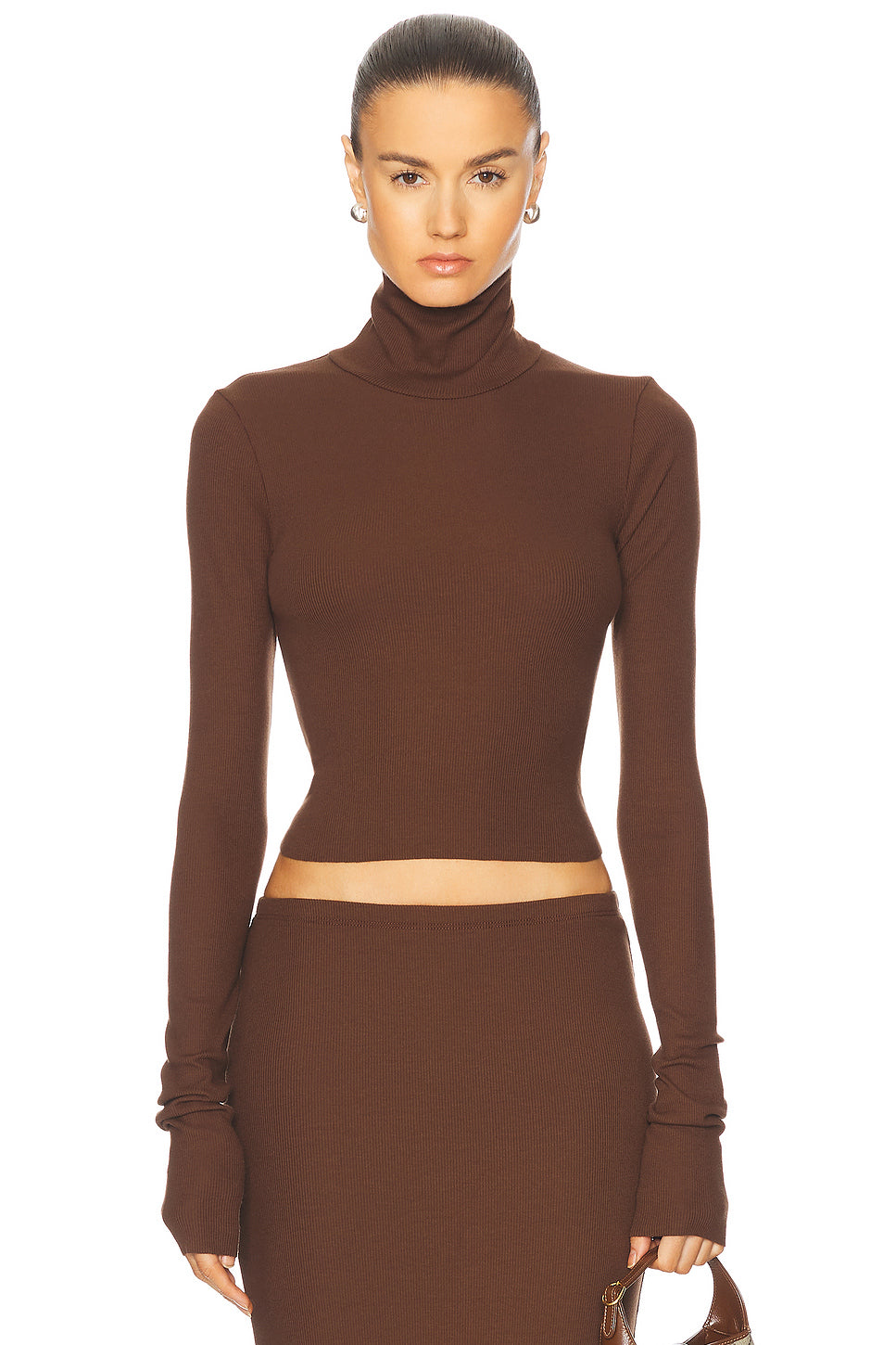 Cropped Fitted Turtleneck Top