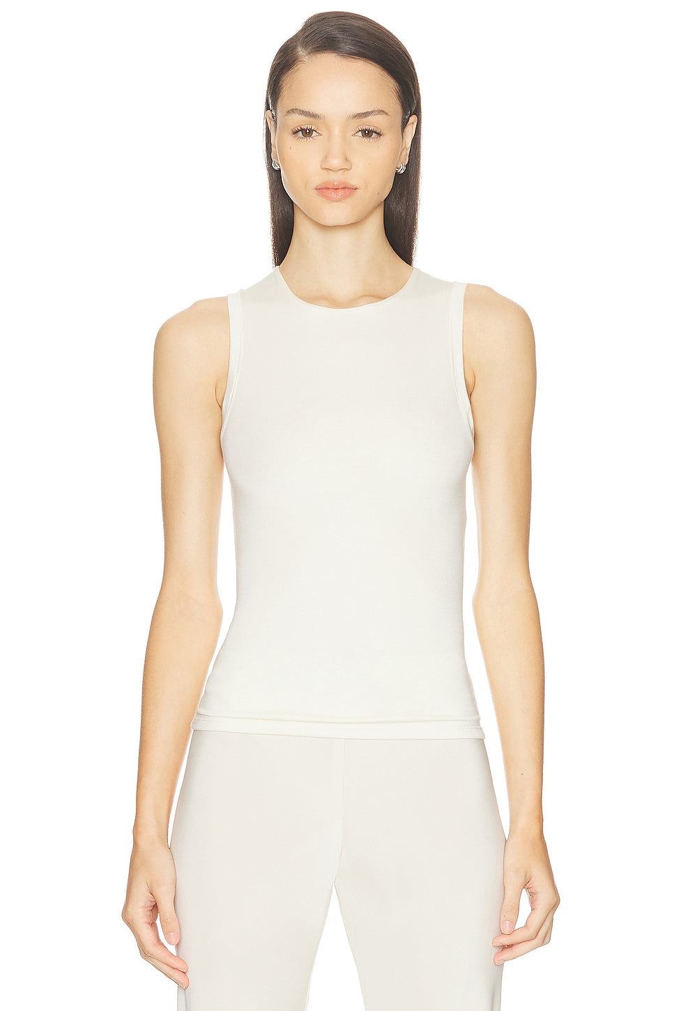 Sleeveless Crewneck Soft Jersey Top