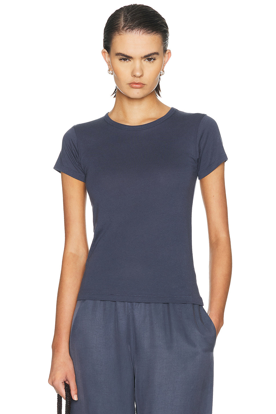 Fitted Crewneck Cotton Modal Short Sleeve T-Shirt