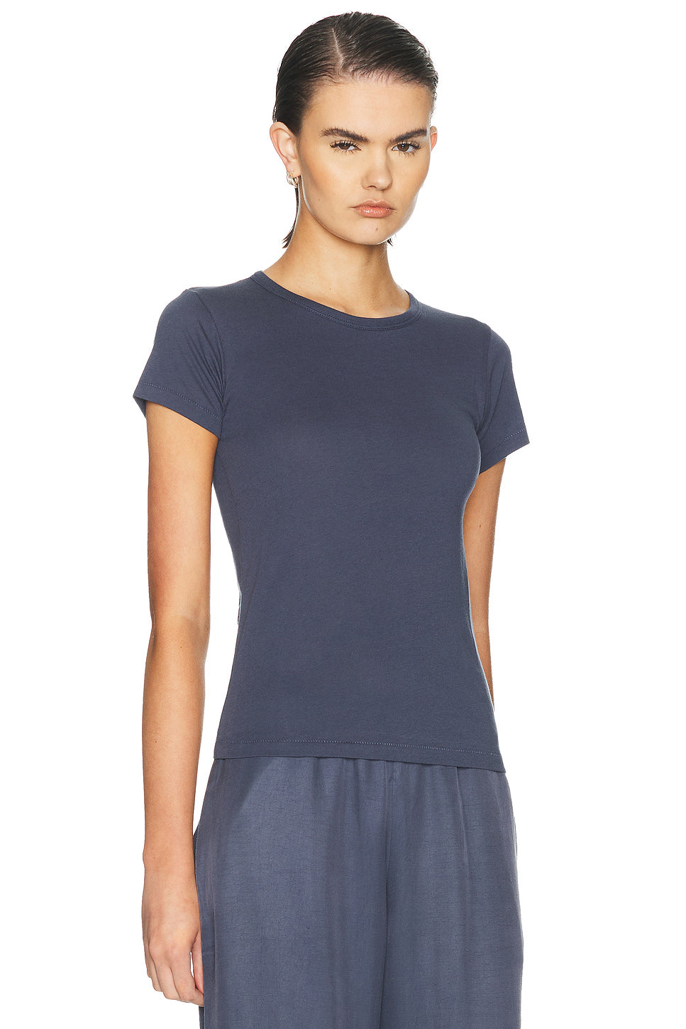Fitted Crewneck Cotton Modal Short Sleeve T-Shirt