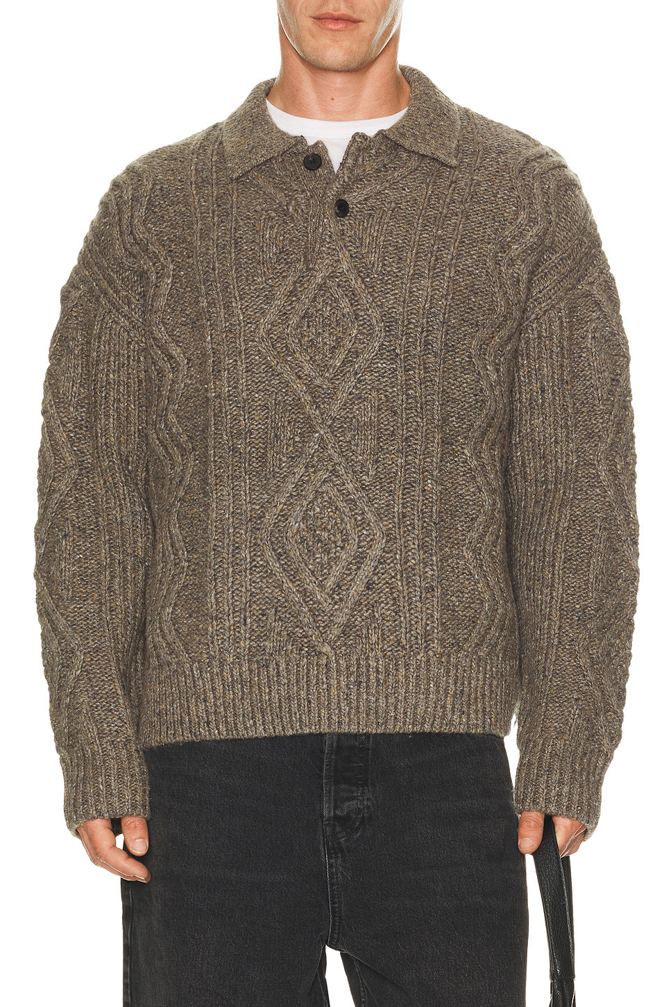 Cable Polo Sweater