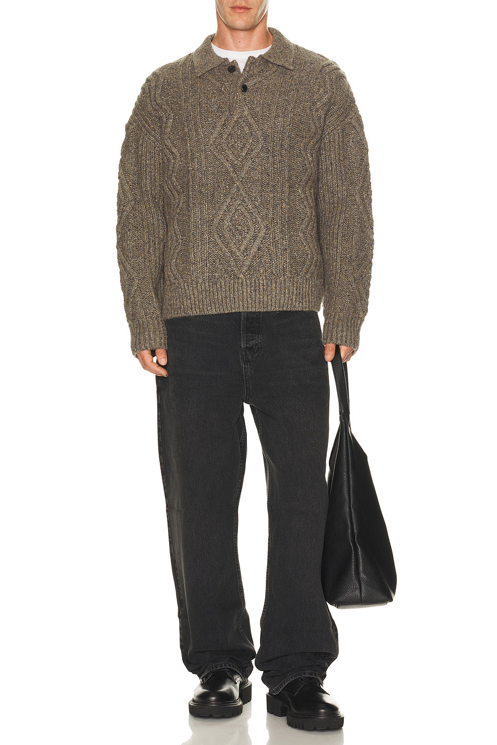 Cable Polo Sweater