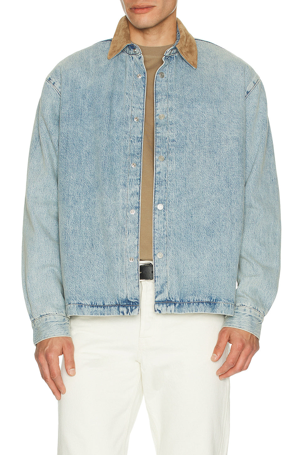 Suede Collar Denim Overshirt