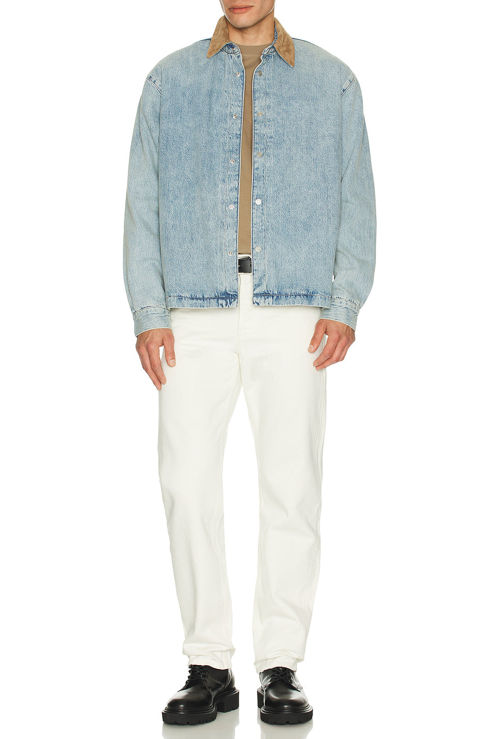 Suede Collar Denim Overshirt