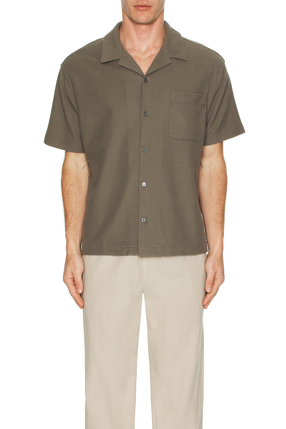 Jacquard Relaxed Camp Collared Shirt