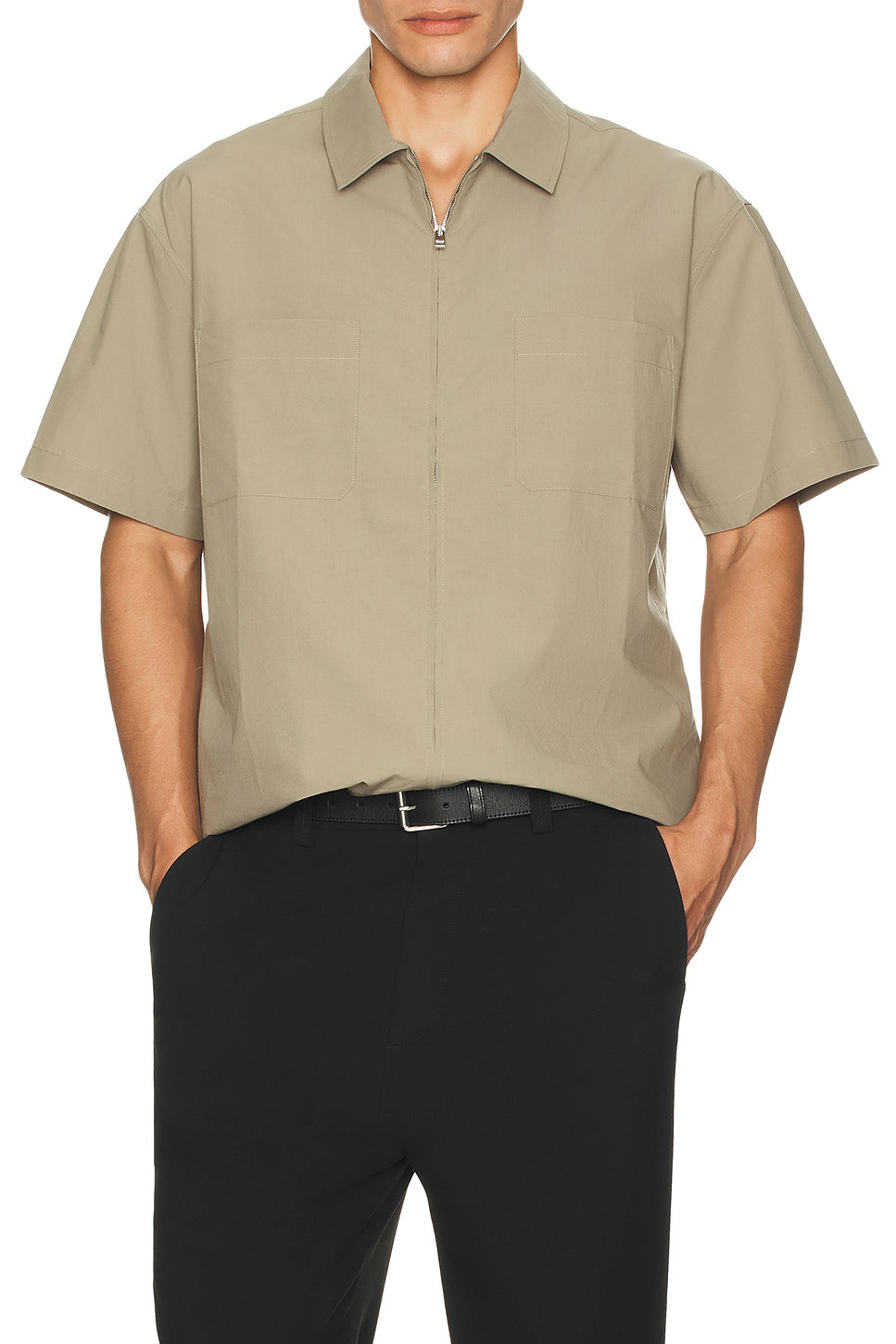 Light Poplin Zip Shirt
