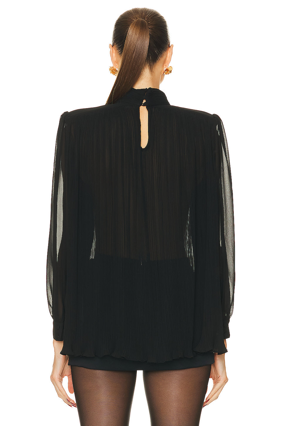 Strong Shoulder Pleated Blouse