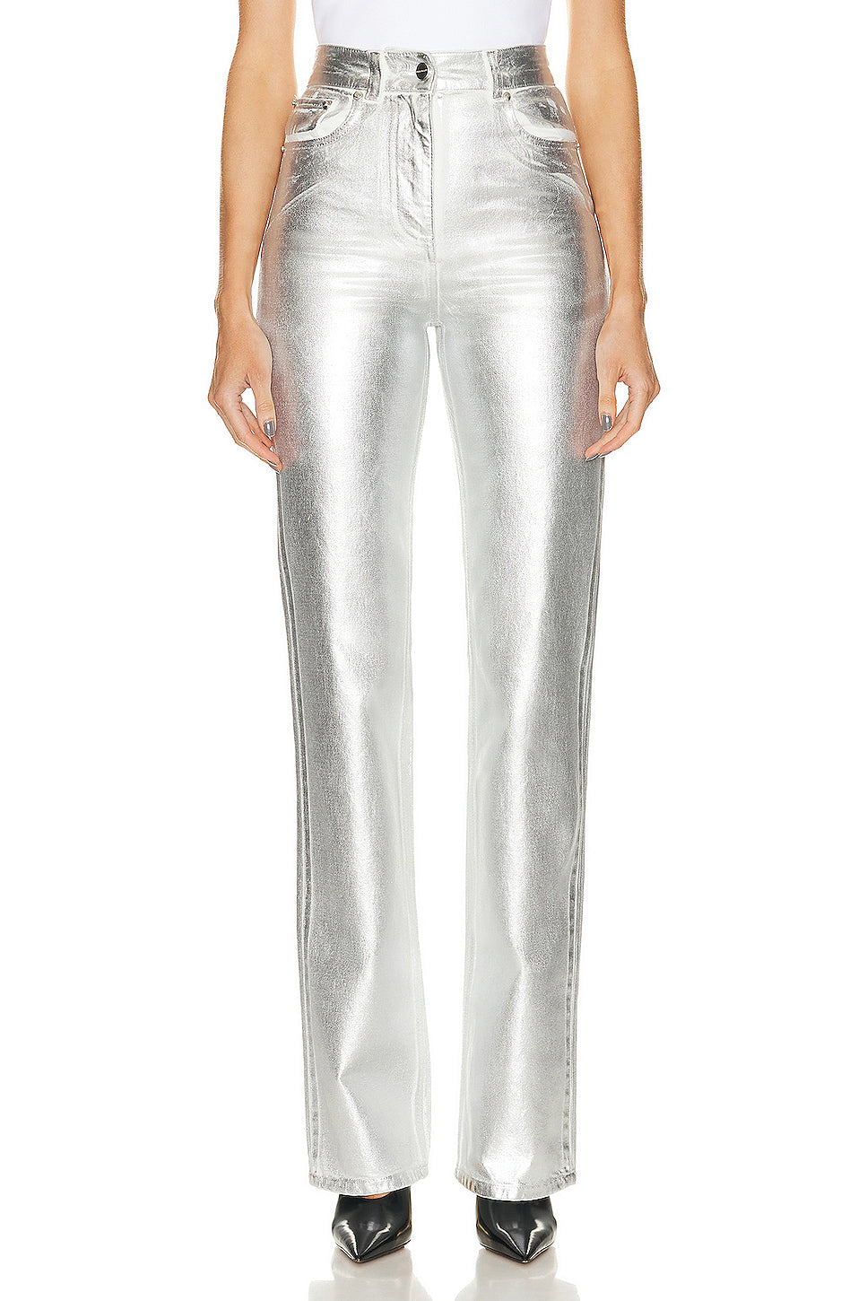 Metallic Slim Straight Pant