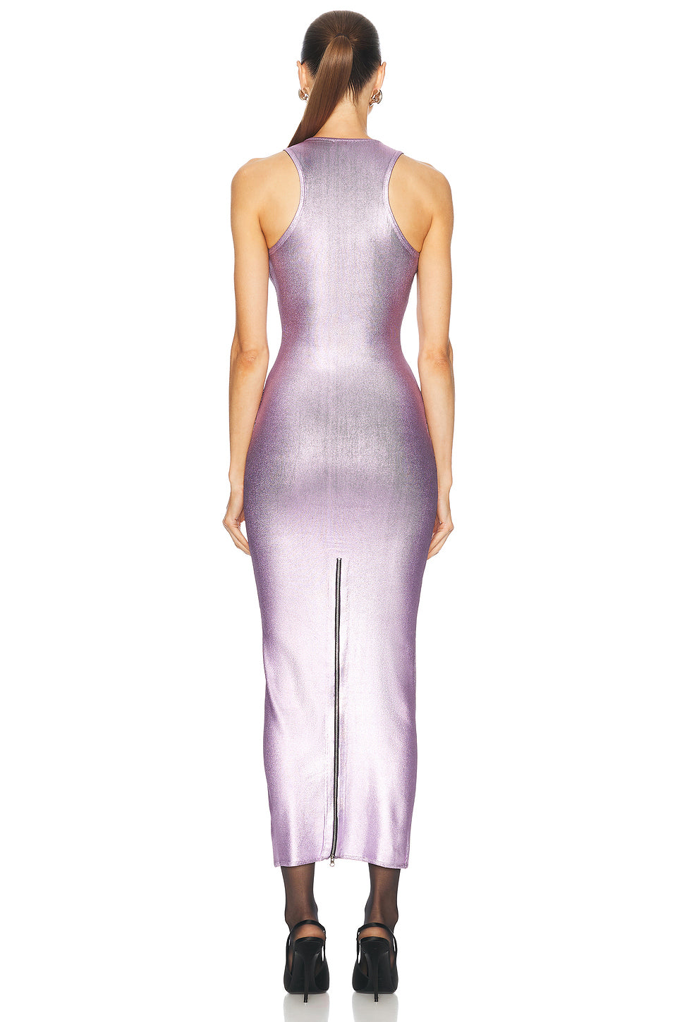 Metallic Rib Knit Racer Dress