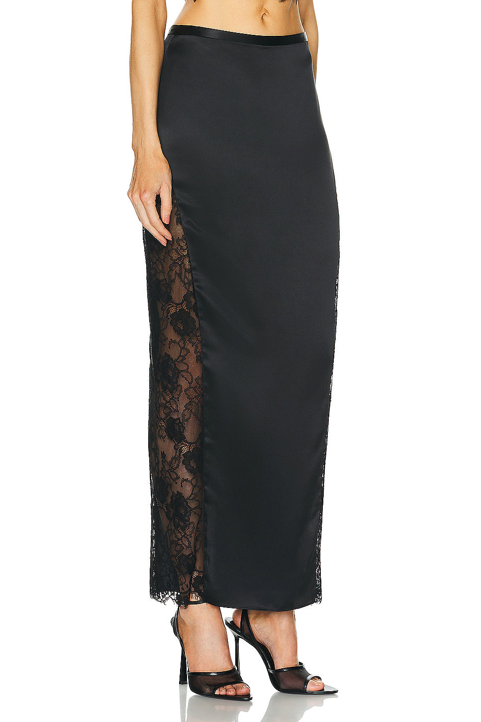 Silk And Lace Insert Maxi Skirt