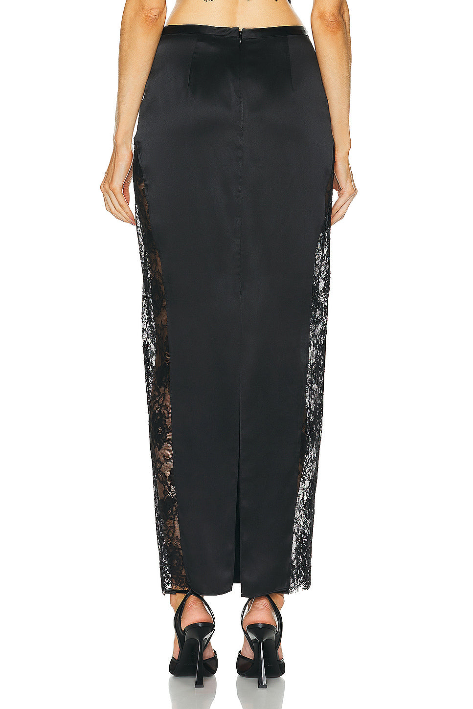 Silk And Lace Insert Maxi Skirt