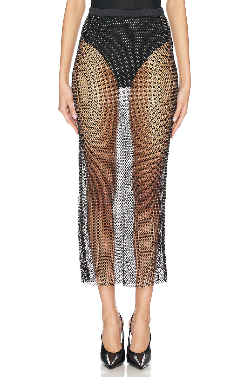 Rhinestone Fishnet Maxi Skirt