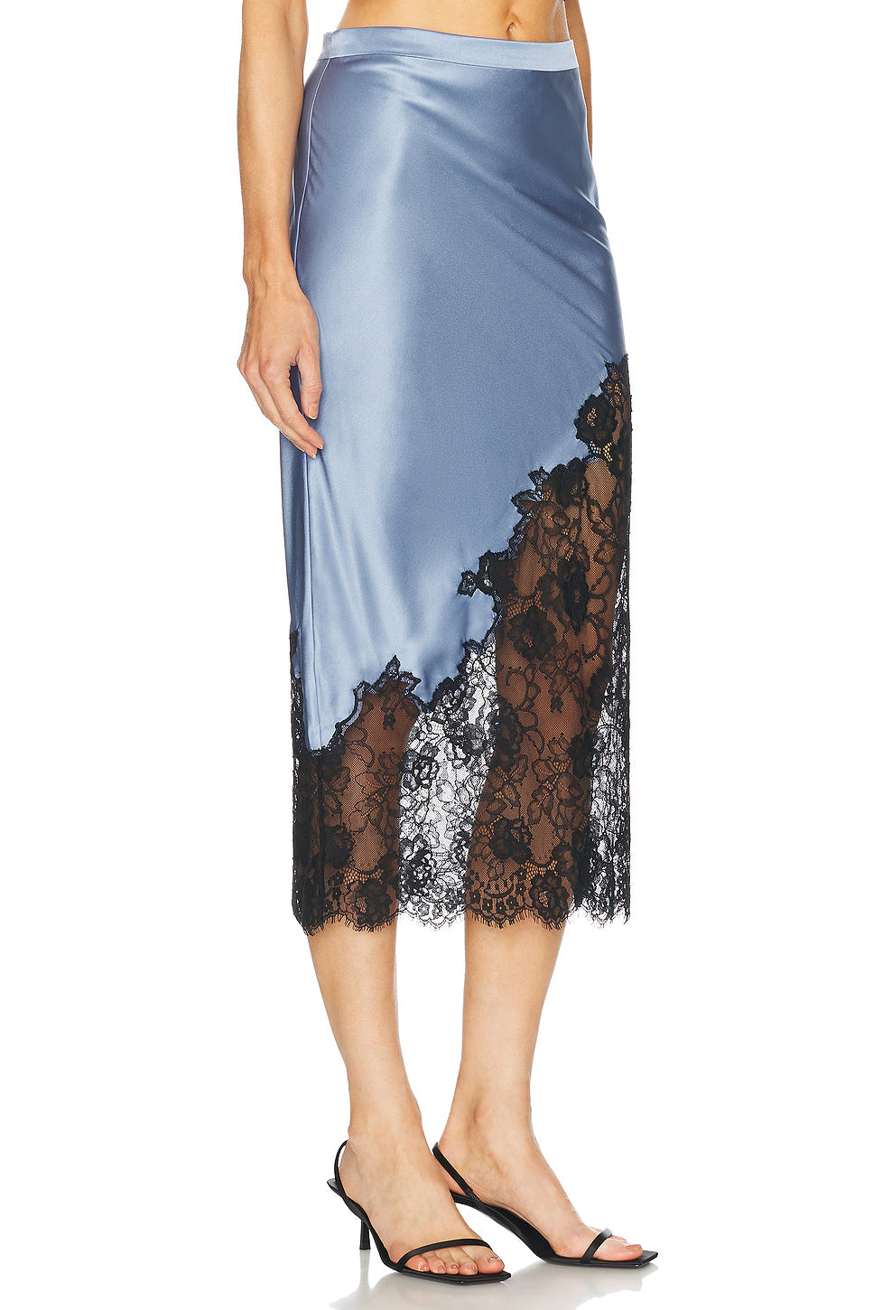 Silk And Lace Scallop Midi Skirt