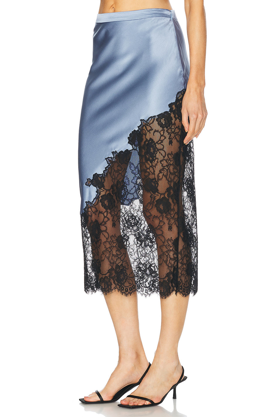 Silk And Lace Scallop Midi Skirt