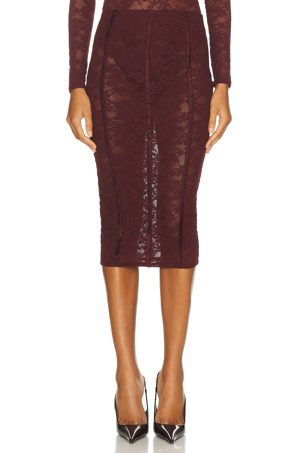 Le Stretch Lace Pencil Skirt