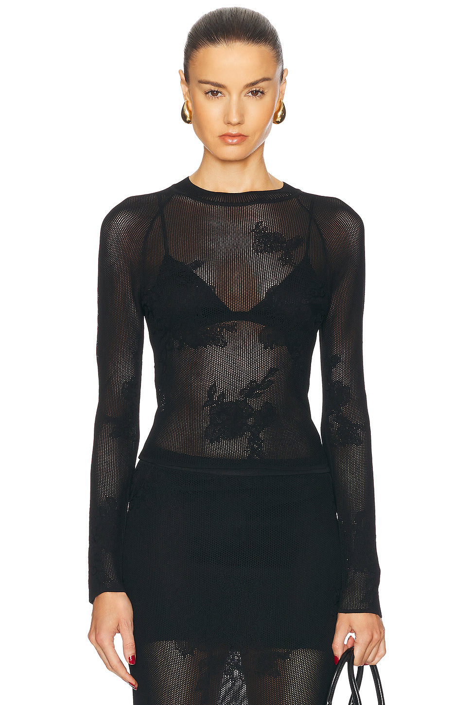 Lace Pointelle Long Sleeve Top