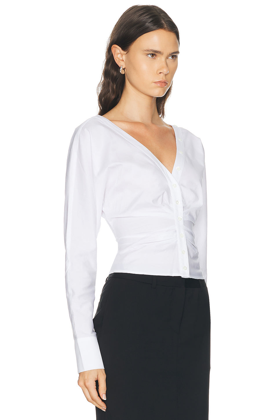 Ruched Poplin Shirt