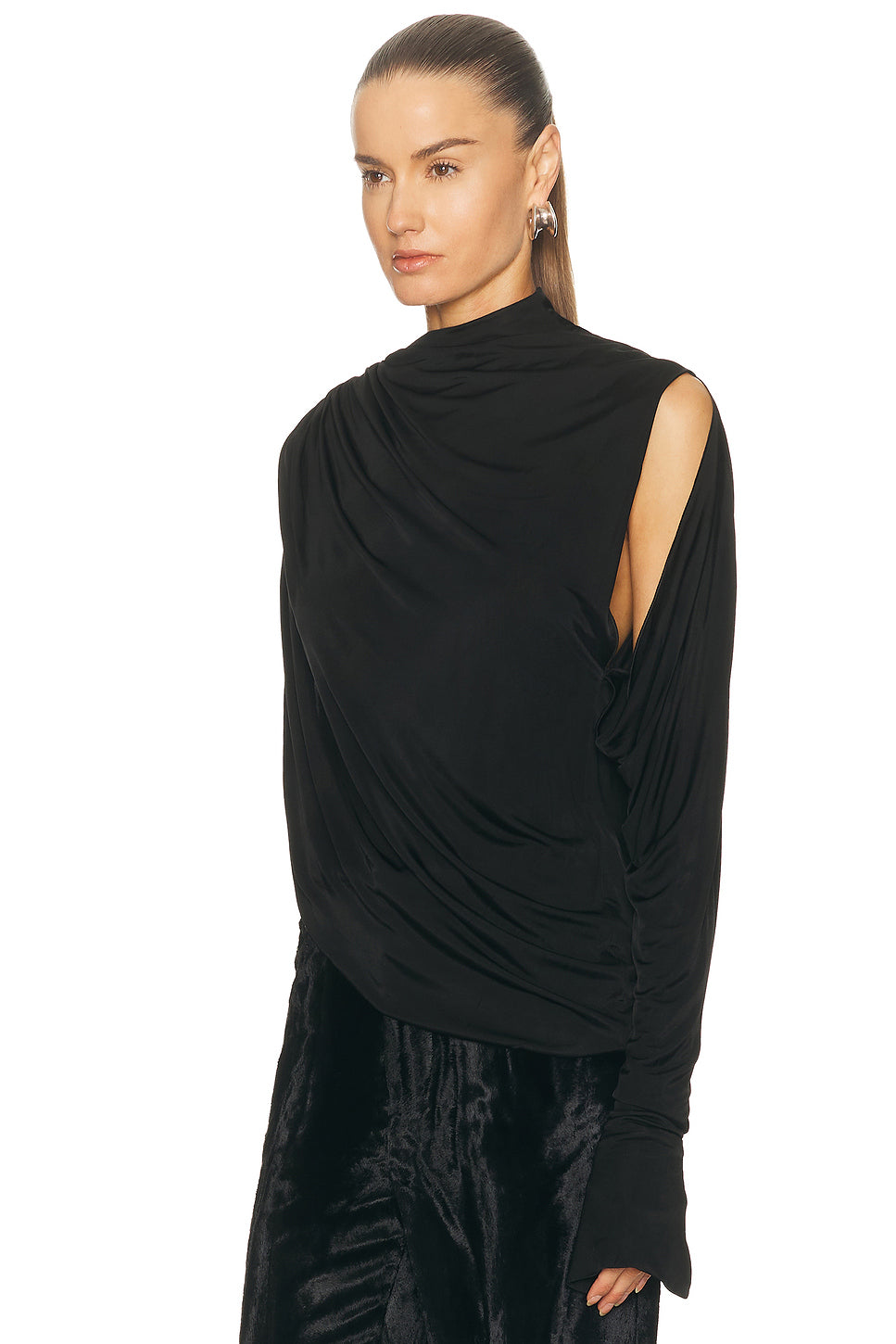 High Neck Draped Blouse
