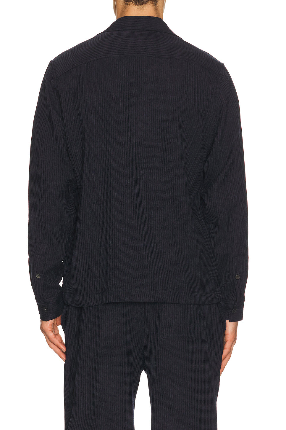 Safra Wool Knitted Camp Collar Long Sleeve Shirt