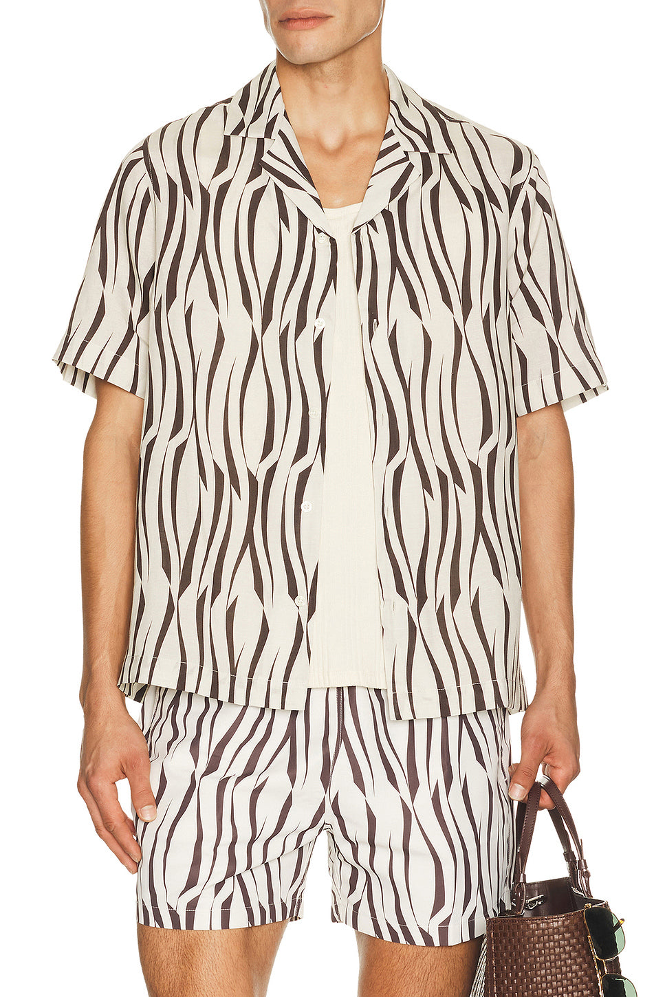 Roberto Lyocell Blend Vento Print Short Sleeve Shirt