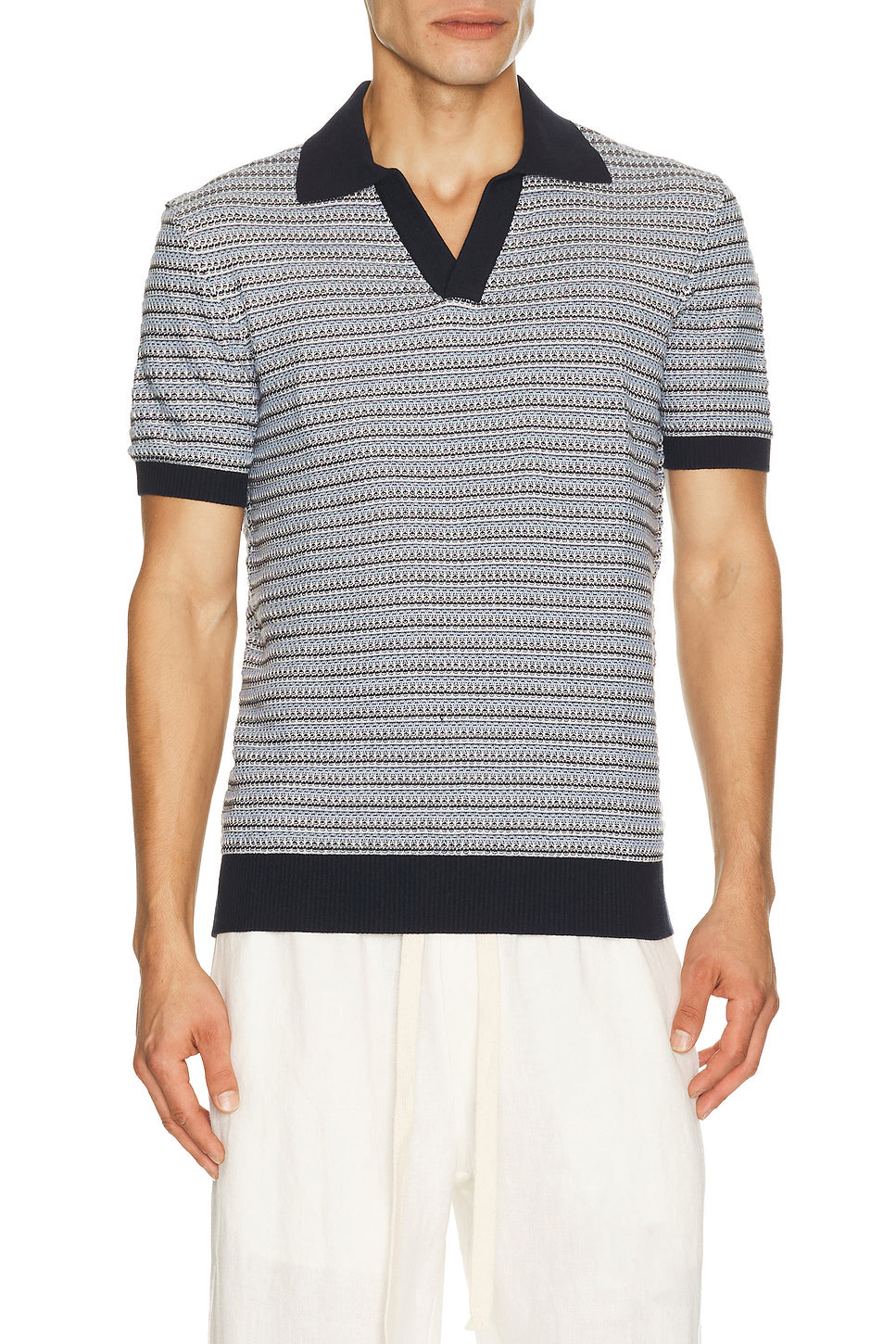 Rino Cotton Blend Short Sleeve Contrast Knitted Polo