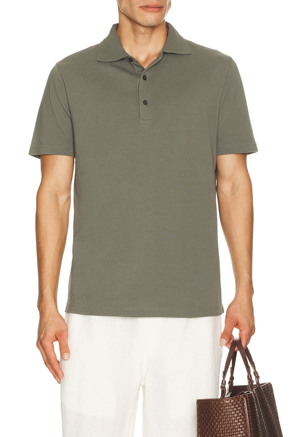 Luca Cotton Piquet Polo Button Up Short Sleeve