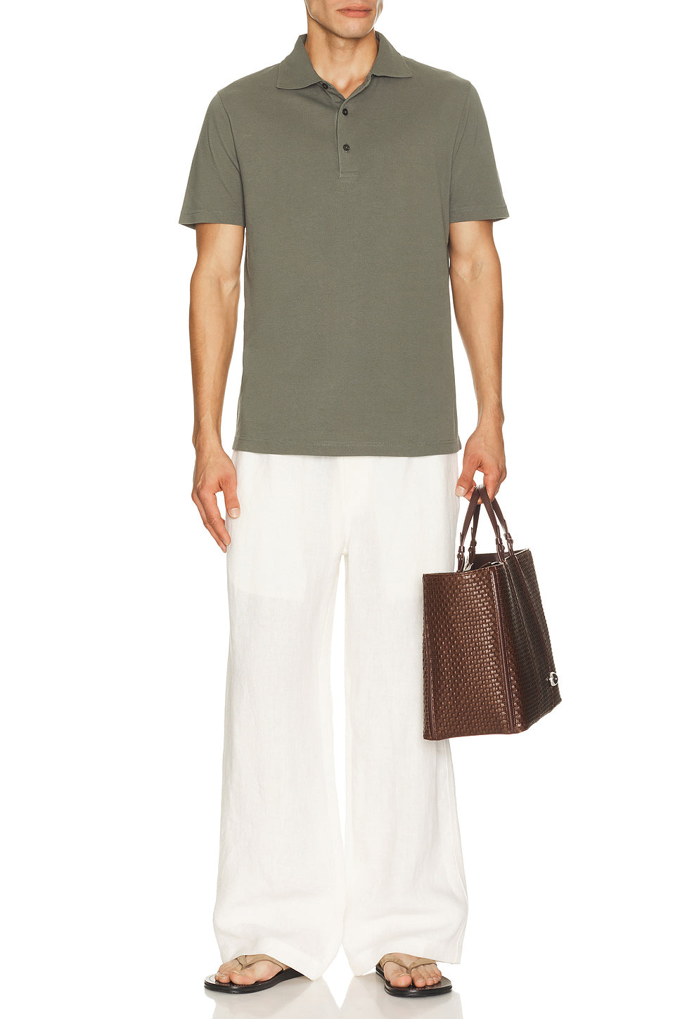 Luca Cotton Piquet Polo Button Up Short Sleeve
