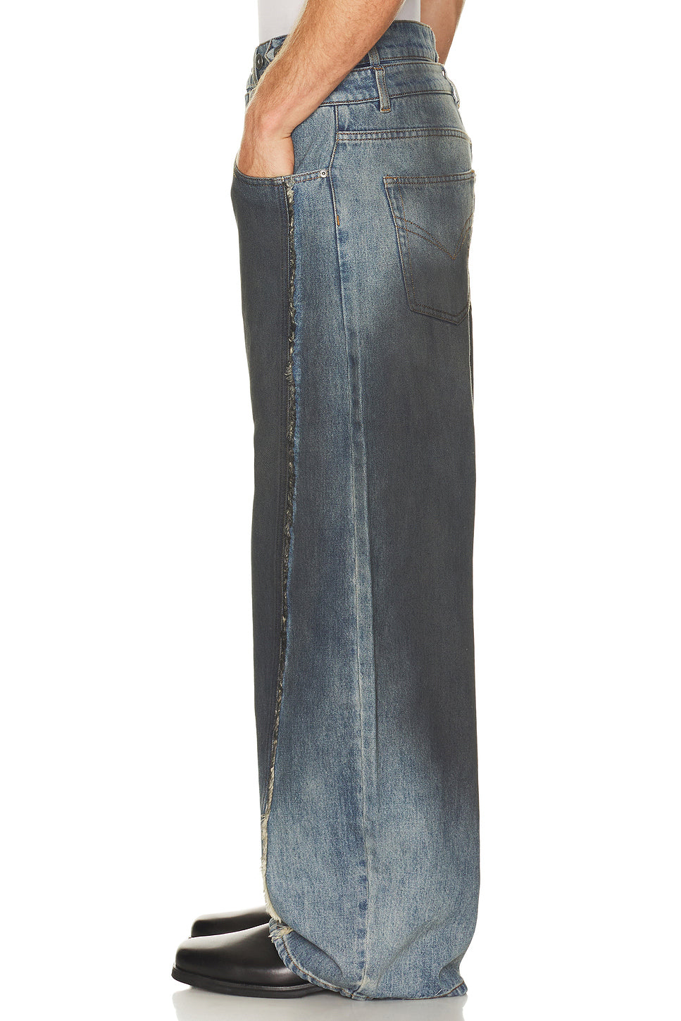 Double Waist Gradient Indigo Denim Trousers