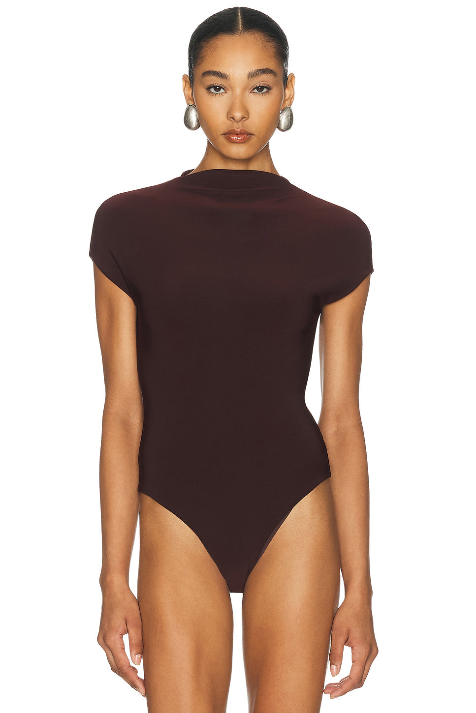 Logo Tag Semi Mock Neck Top Bodysuit