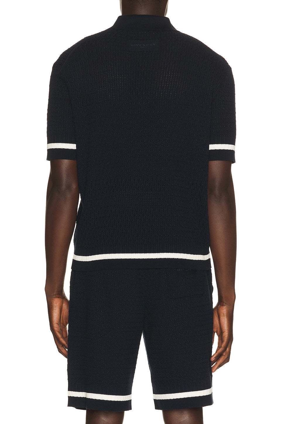 Cotton Openwork Knit Short Sleeve Polo