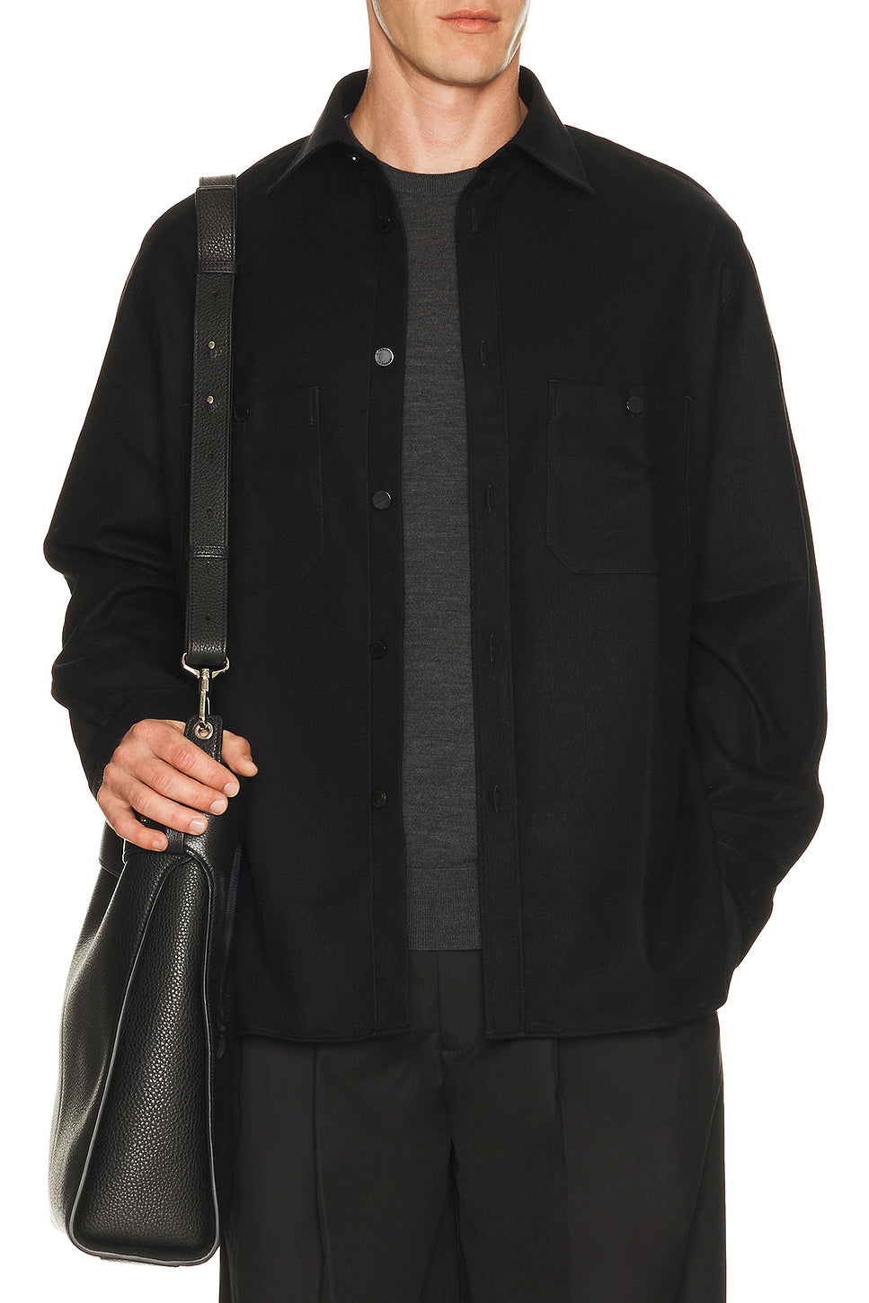 Couture Seam Dry Wool Flannel Shirt Patch Pocket
